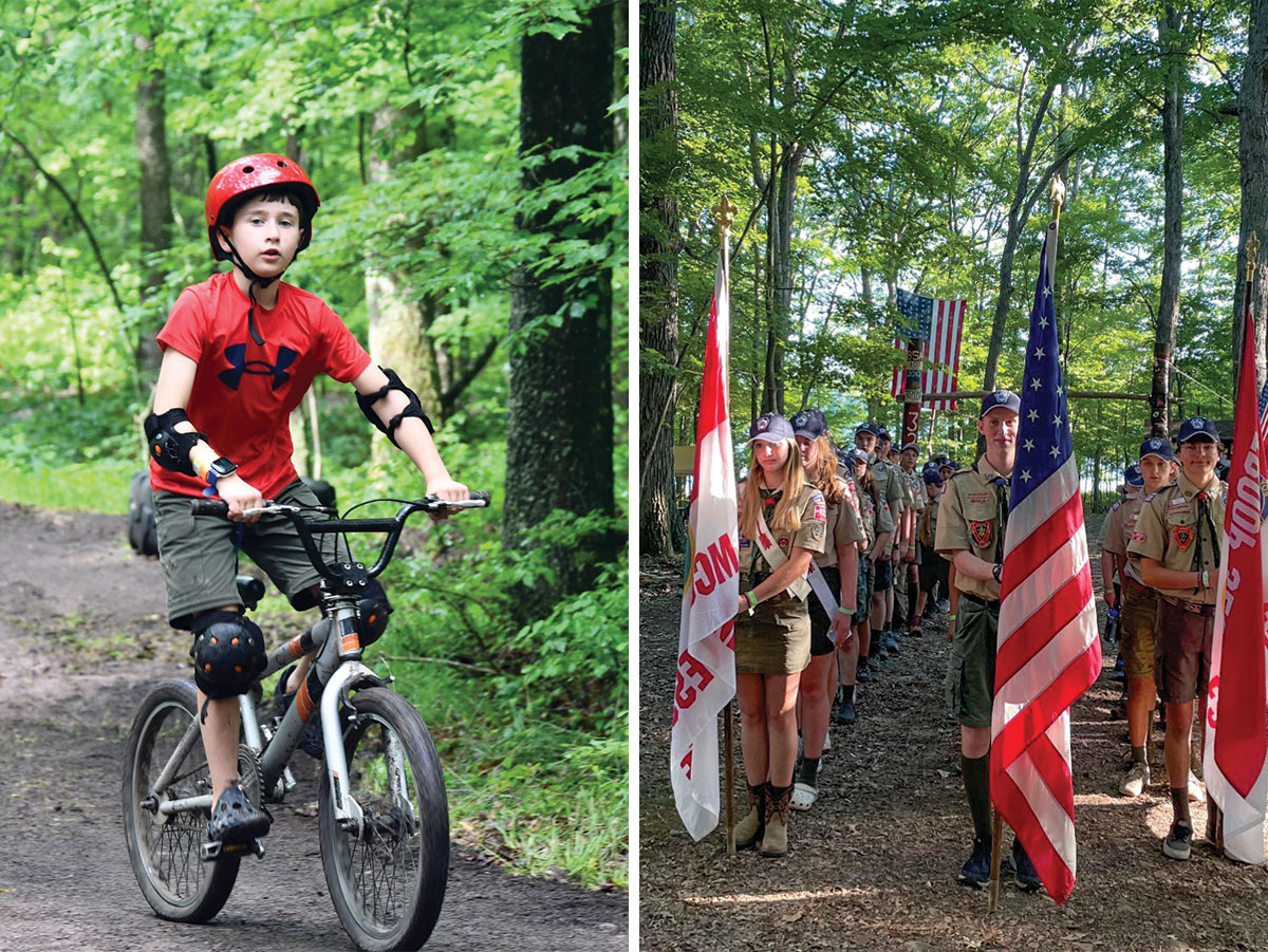 Andar de bicicleta e cerimônia de bandeira na Heritage Scout Reservation