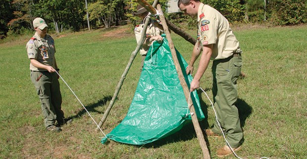 Step 3 attach tarp to tripod to make camping chair
