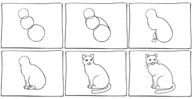 how to draw a cute cat step by step easy