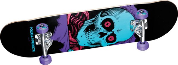 Powell Peralta Ripper Purple Complete ($84; powell-peralta.com): Deck is 8" x 32" with Skate One trucks and 53 mm wheels (99a).