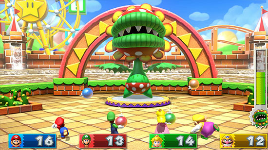 Mario Party 10 bombs throwing at chomp