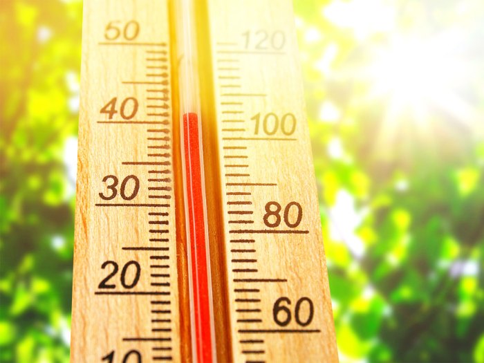 thermometer showing high temperature when heat exhaustion and heat stroke become dangers