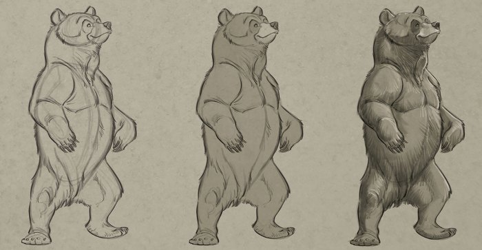 grizzly bear standing drawing