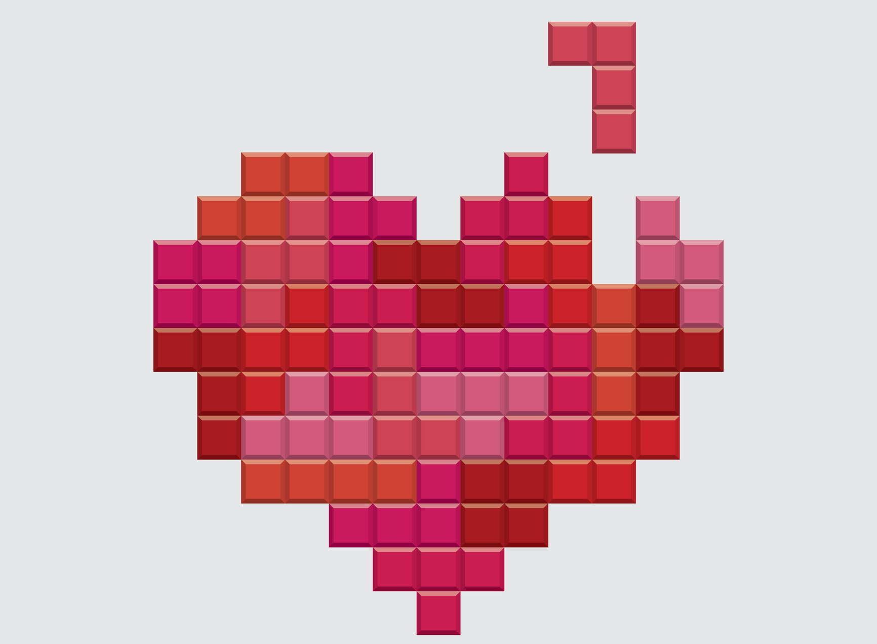 Valentines day card. Video game pixel red heart. Retro vintage design. Editable vector.