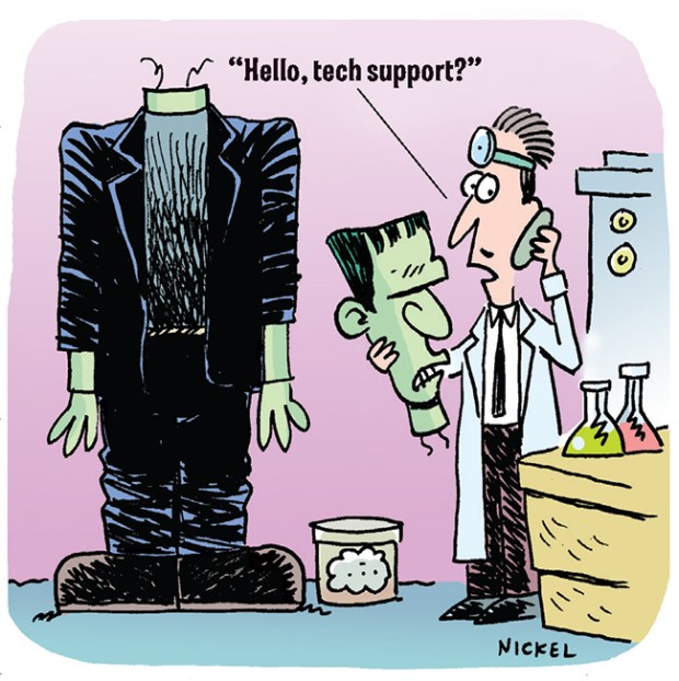 comic with doctor calling tech support for help with monster