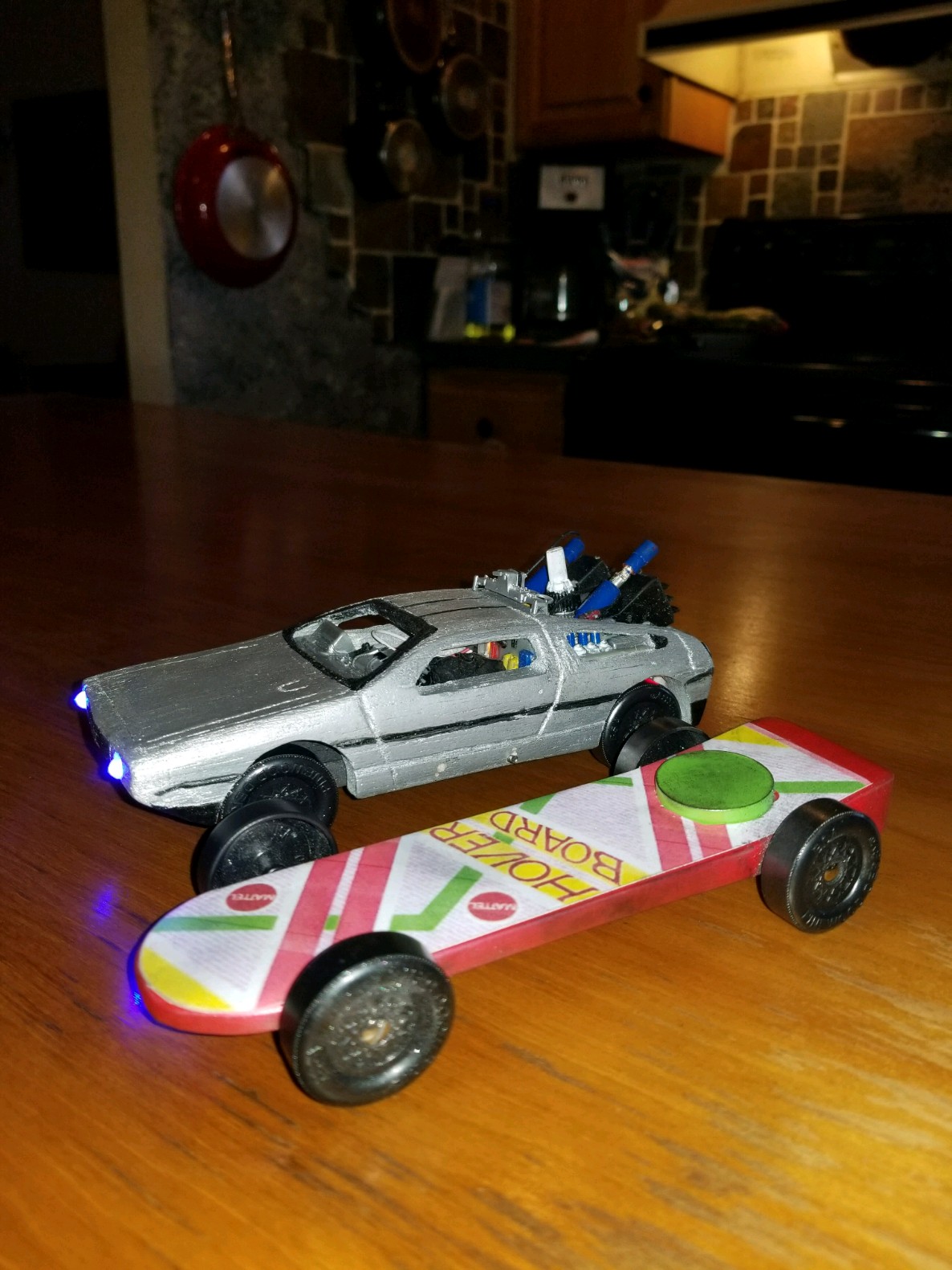 Hoverboard and Delorean from Back to the Future
