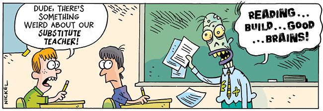 Substitute teacher is a zombie comic