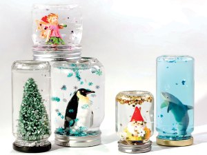 various types of homemade snow globes