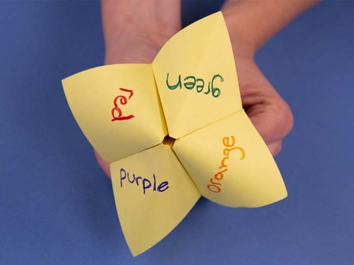 completed paper fortune teller or cootie catcher