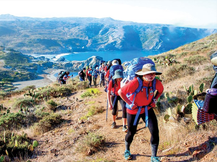 Elizabeth Bank leads the group from the Little Harbor campsite.