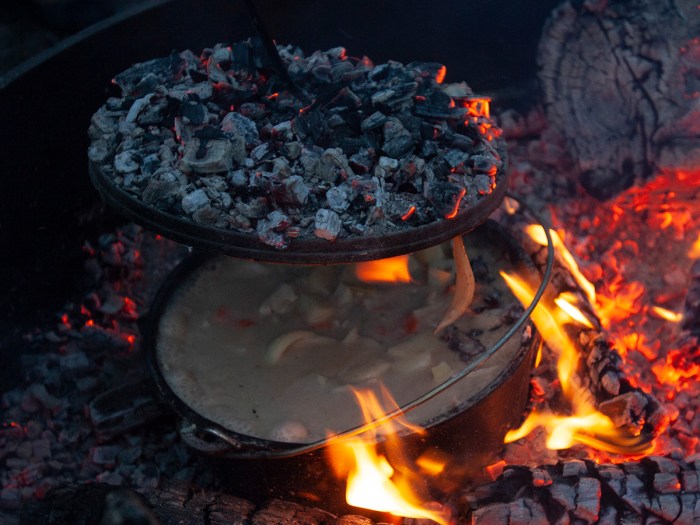 Dutch Oven Cooking On The BBQ Or Over An Open Fire