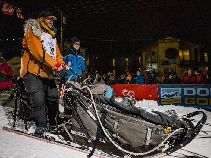 Sass on his sled. Last year, he completed the race in eight days, 14 hours and 38 minutes.