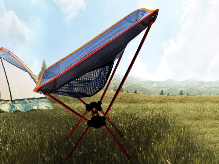 Campin chair in front of a tent