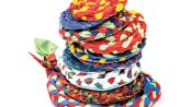 Pile of drink coasters made from a neckerchief