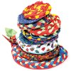 Pile of drink coasters made from a neckerchief