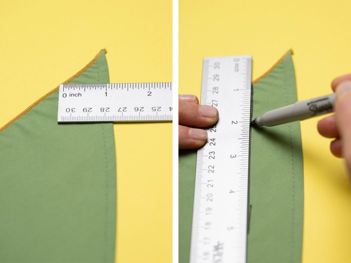 Step 2 cutting one inch strips in the neckerchief