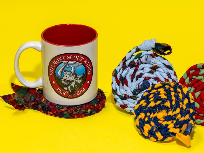 Mug sitting on a finished neckerchief coaster