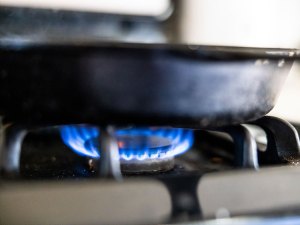 Blue flame on gas stove
