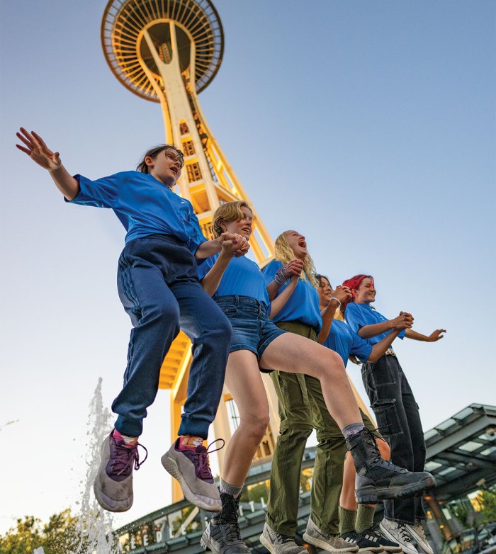 Scouts pose under the Space Needle