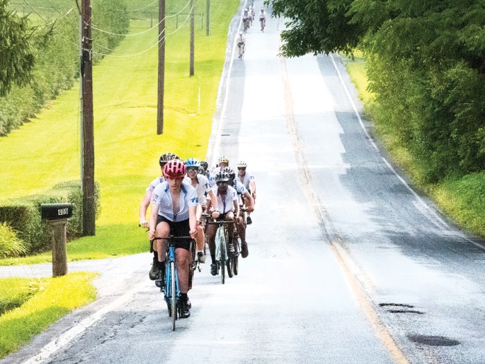 Troop 76 pedals along scenic roads on its way to Horseshoe Scout Reservation.