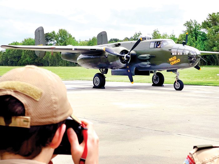 A restored North American B-25 Mitchell bomber