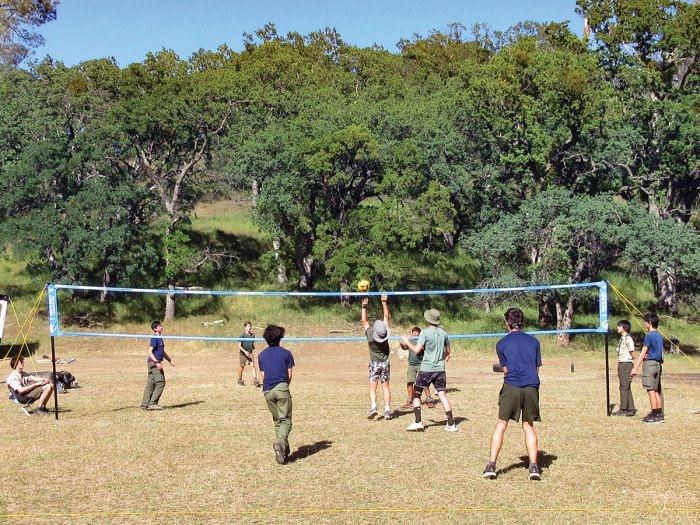 Scouts play volleyball