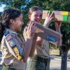 Two Scouts using their viewers to indirectly watch the solar eclipse