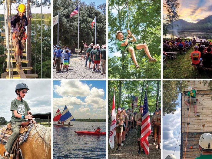Collage of summer camp scenes