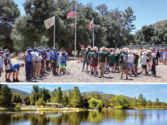 Flag ceremony and the waterfront at Lost Valley