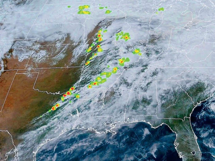 NOAA image of line of tornadoes