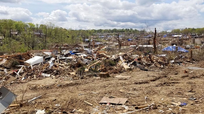 Destruction from an EF3 tornado