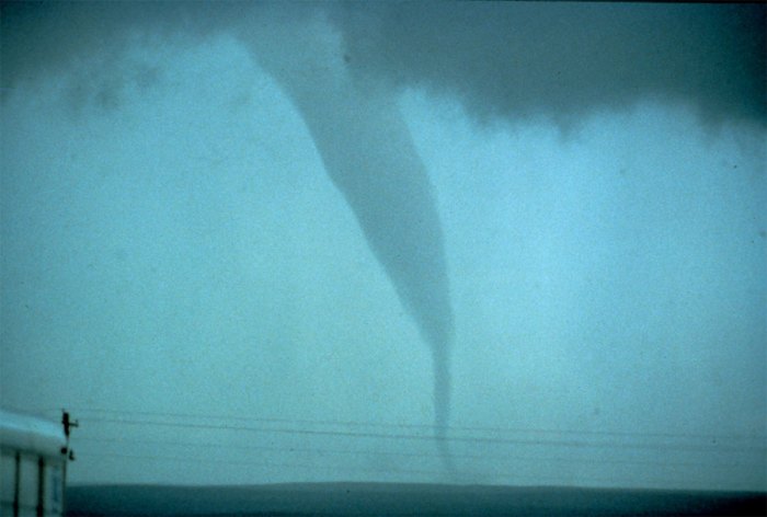 A tornado touching down