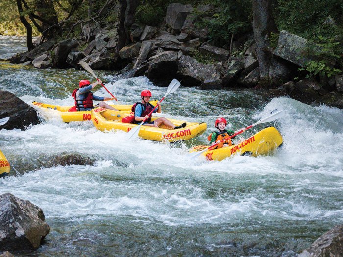 Scouts paddle the rapids