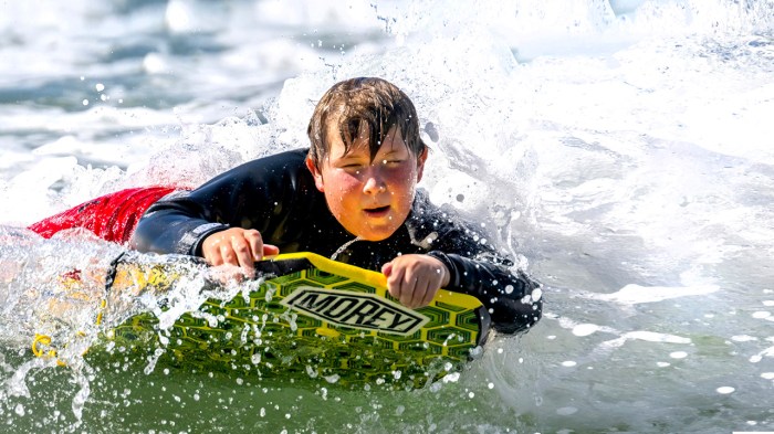 Boogie boarding at surfing campout