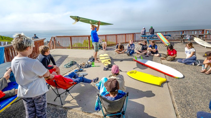 Reviewing safety before going surfing