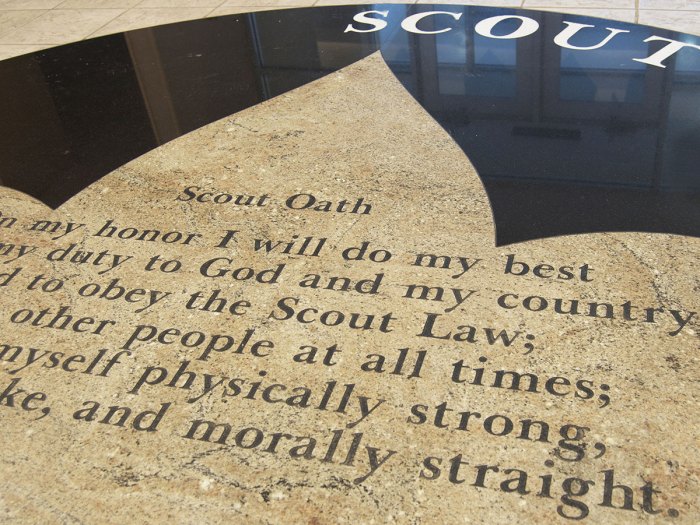 scout oath etched on the floor. This could help Scouts memorize the Scout Oath