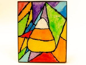 Candy corn stained glass art