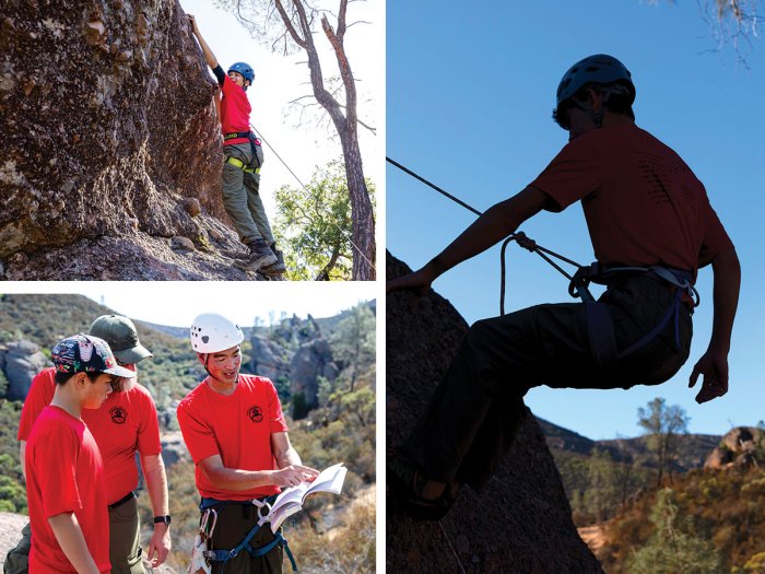 Scouts climbing at Pinnacles