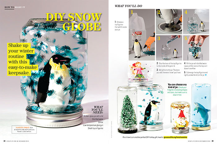 layout of make your own snow globe feature