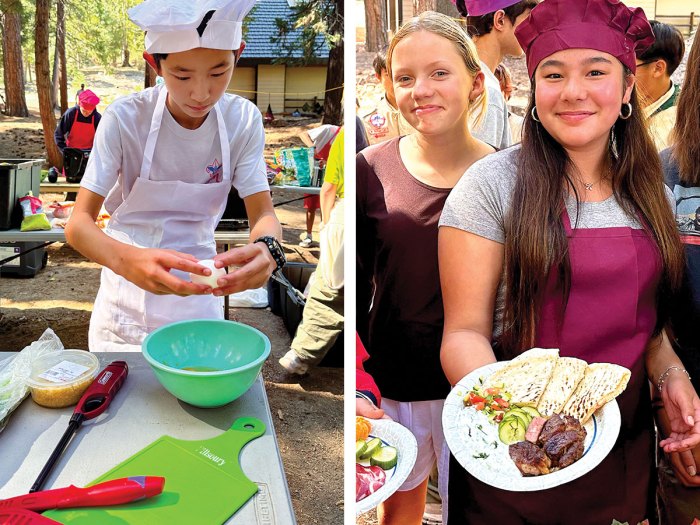 scouts working on their meals