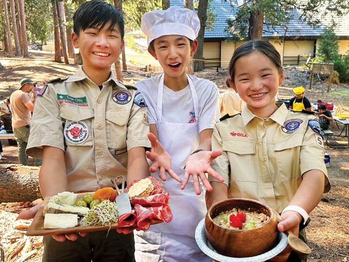 Scouts show off their entries in the iron chef competition