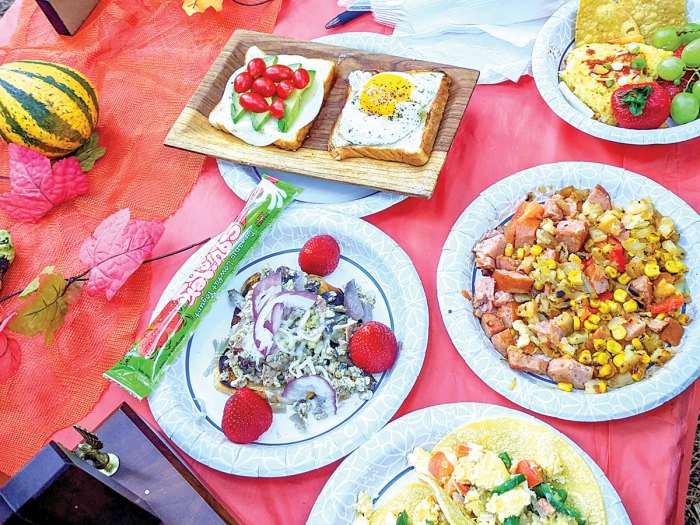 outdoor cooking dishes presented on a table