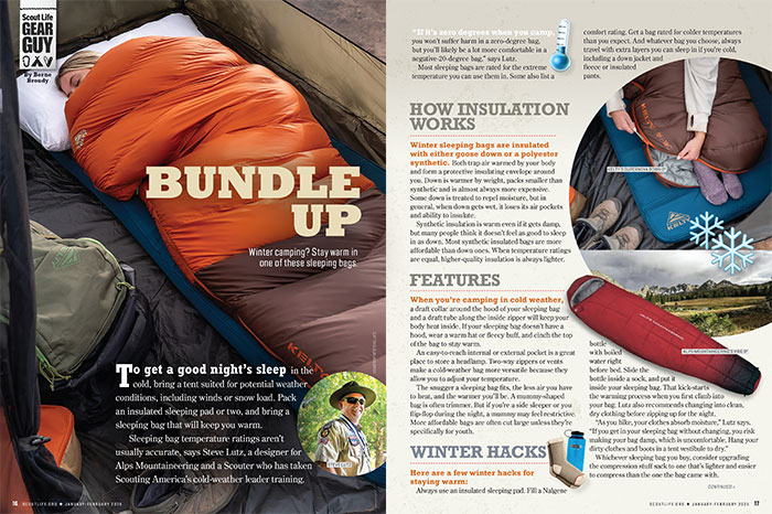 layout of sleeping bag buying guide article