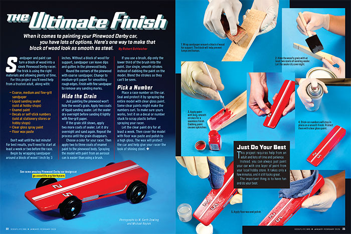 layout of article about painting pinewood derby cars