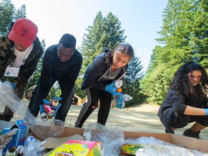 Scouts cleaning up trash