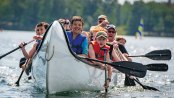 Scouts in a Dragon Boat at Tomahawk Scout Camp