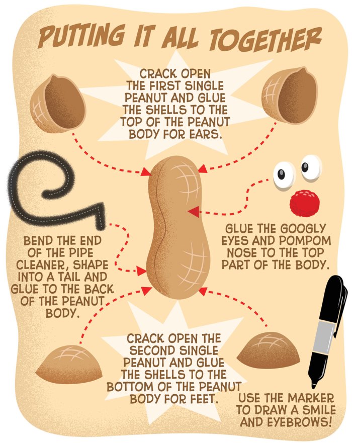 illustrated steps you'll use to assemble the peanut mouse