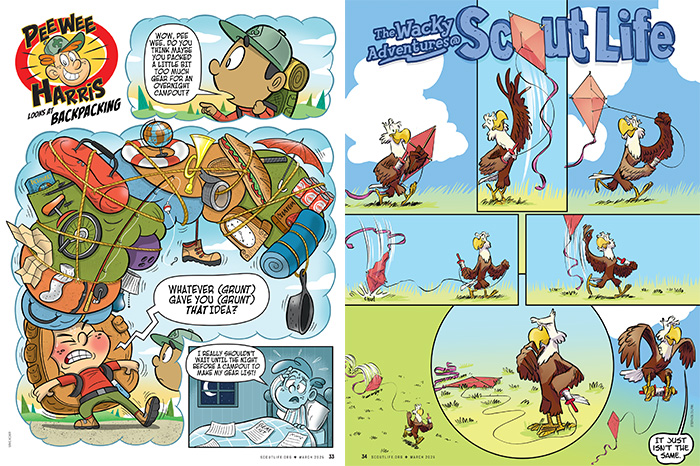 Pee Wee and Scout Life comics layout