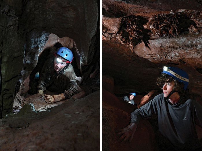 Scouts exploring the cave