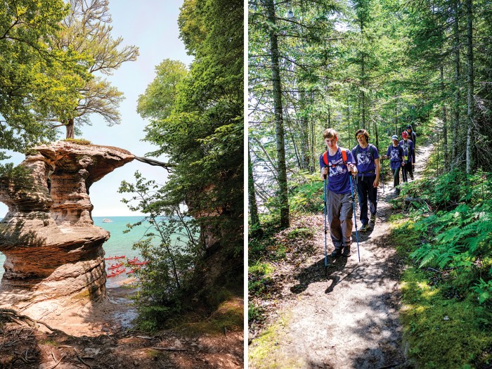 Hiking on trails through Pictured Rocks National Lakeshore
